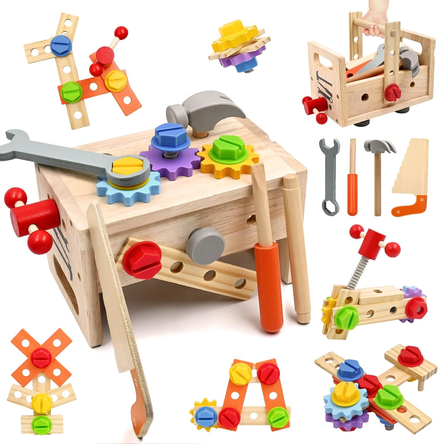 Montessori Wooden Tool Set for Kids, 29 Pcs Tool Toys for Toddler 1-3 Year Old with Tool Box, Edu... | Amazon (US)