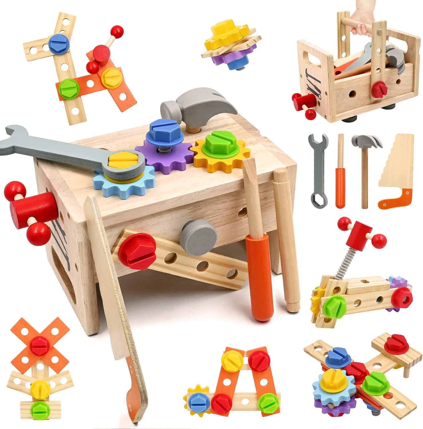 Montessori Wooden Tool Set for Kids, 29 Pcs Tool Toys for Toddler 1-3 Year Old with Tool Box, Edu... | Amazon (US)