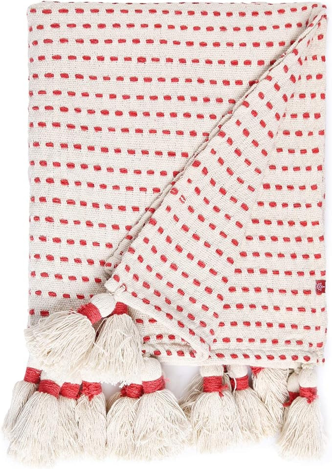 REDEARTH · Classic Throw Blanket -with Oversized Decorative Tassels Medium Weight Soft Lap Blank... | Amazon (US)