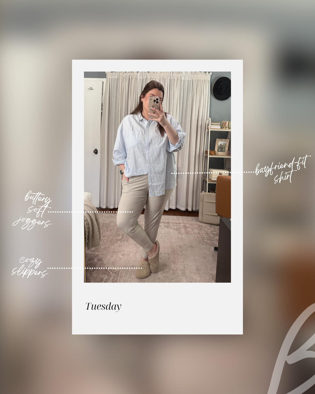 WFH Look: Boyfriend fit shirt + joggers + cozy slippers

Vibe: Lots of meetings — kept it simple and comfy.  

 #LTKMidsize #LTKFindsUnder50 #LTKStyleTip
