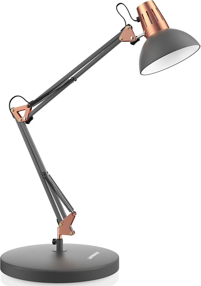 LEPOWER Metal Desk Lamp, Adjustable Goose Neck Architect Table Lamp with On/Off Switch, Swing Arm... | Amazon (US)