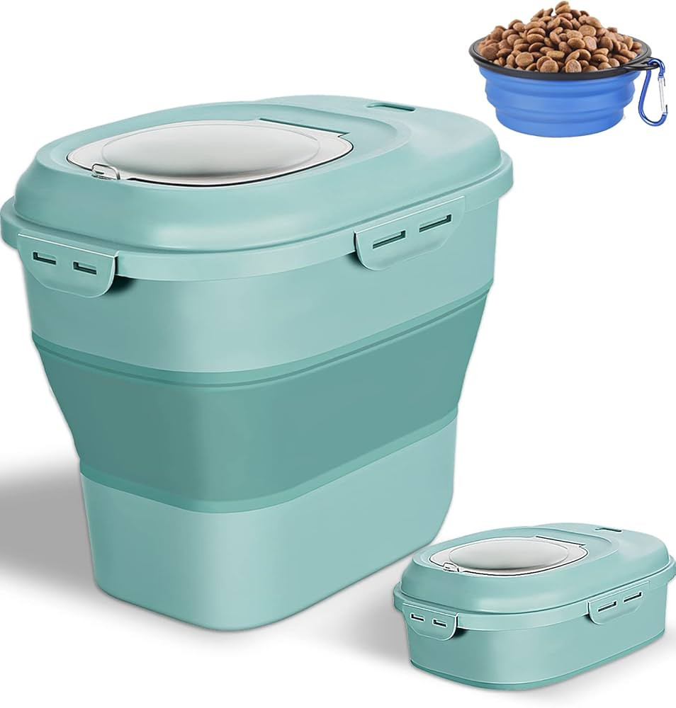 Collapsible Dog Food Storage Container, 30 Lb Pet Cat Pantry Plastic Large Containers Bin with Wh... | Amazon (US)