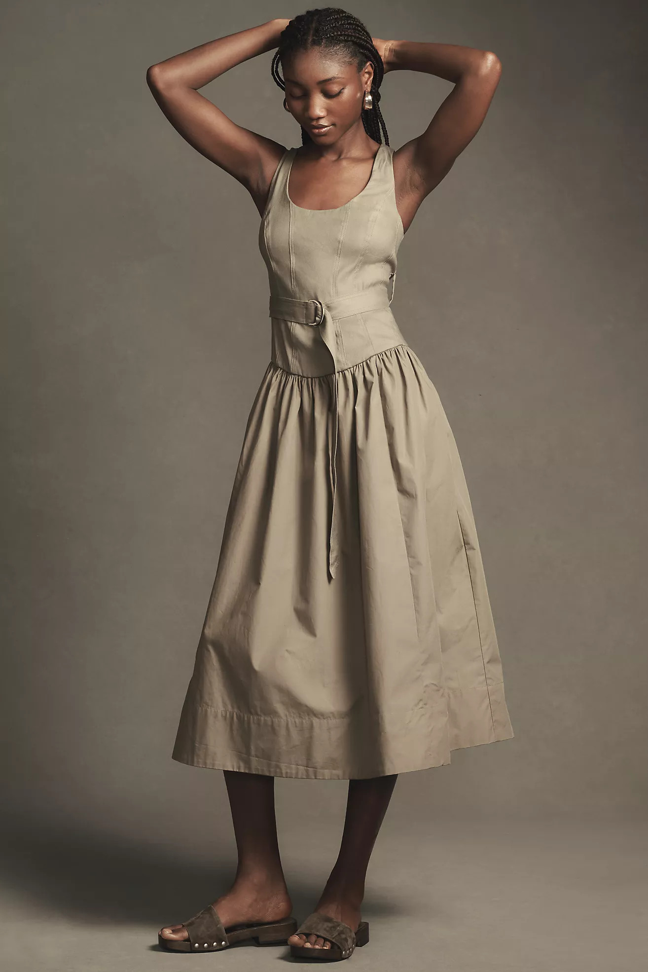 By Anthropologie Sleeveless Drop-Waist Midi Dress | Anthropologie (US)