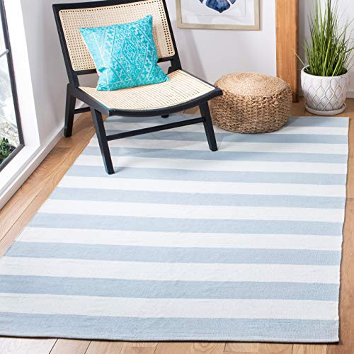 SAFAVIEH Montauk Collection 8' x 10' Sky Blue/Ivory MTK712K Handmade Flatweave Boho Farmhouse Cotton | Amazon (US)