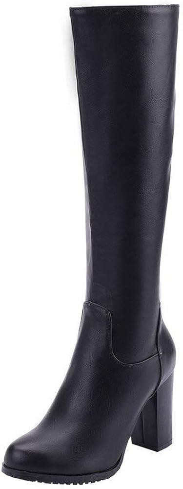Alsoloveu Womens Knee High Chunky Stacked Heel Zip Up Boots | Amazon (US)