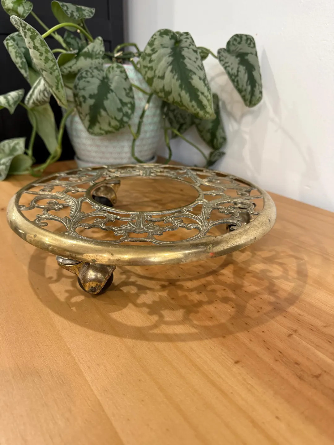 Brass Ornate Plant Stand with wheels | Etsy (US)