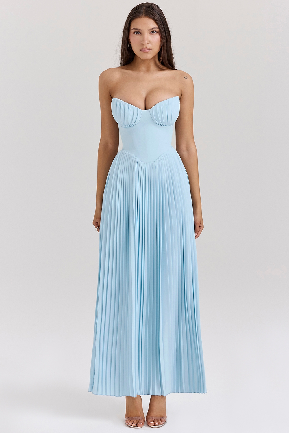 ocean blue pleated maxi dress | House of CB