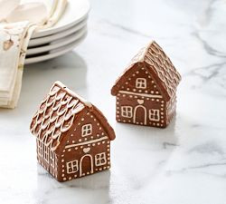 Gingerbread House Stoneware Salt & Pepper Shakers | Pottery Barn (US)