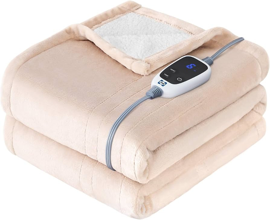 SEALY Heated Blanket Electric Throw, Flannel & Sherpa Heating Throw with 6 Heat Settings & 2-10 H... | Amazon (US)