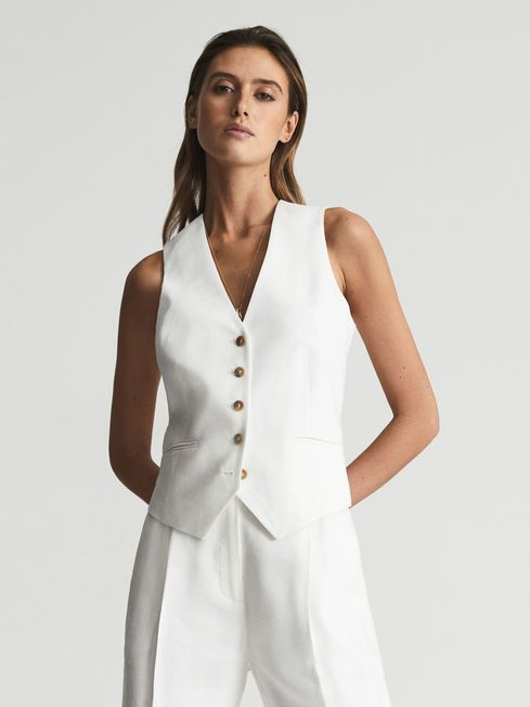 Linen Blend Waistcoat | Reiss US