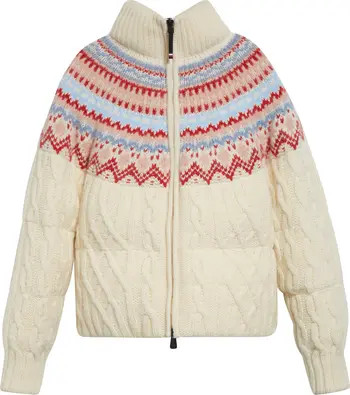 Moncler Grenoble Fair Isle Cable Knit Down Puffer Jacket | Nordstrom | Nordstrom