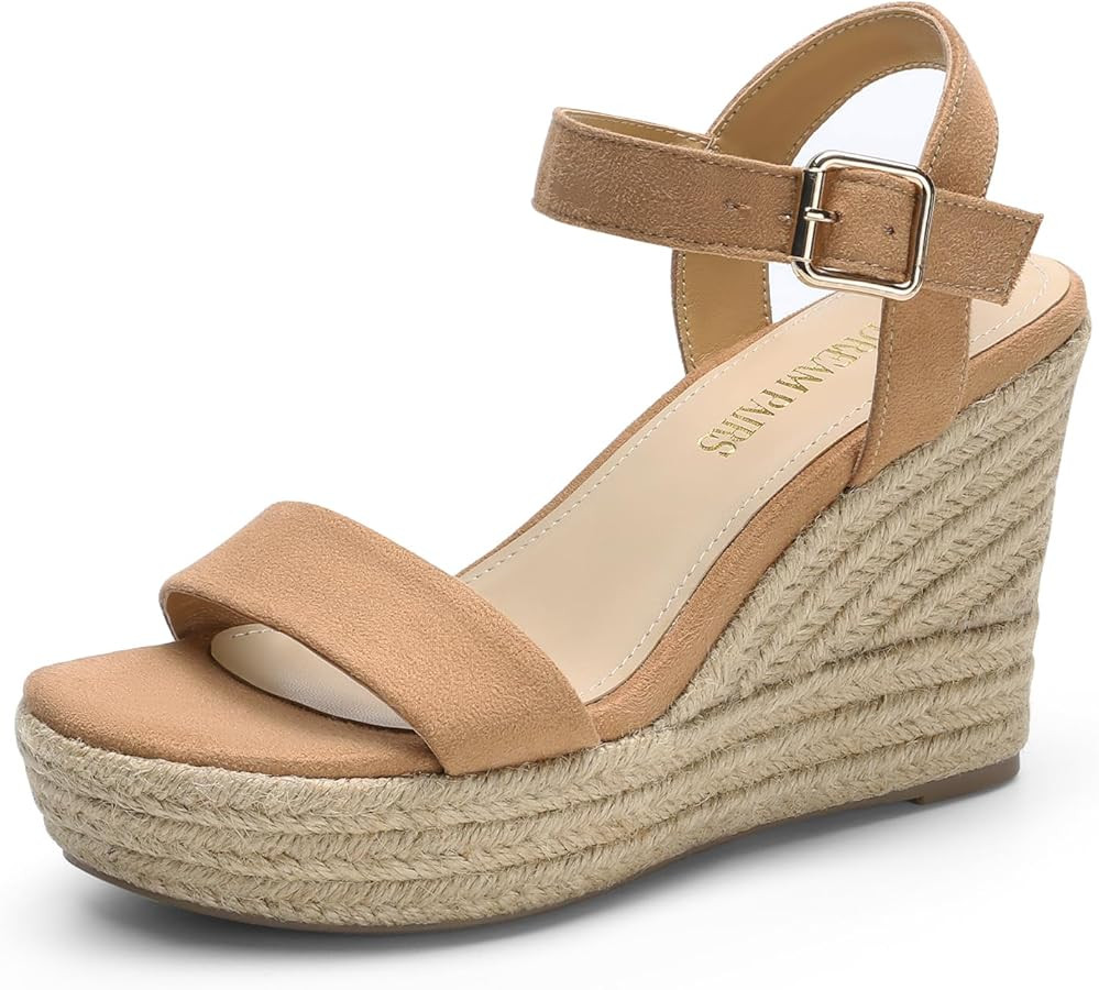DREAM PAIRS Women's Platform Wedges Sandals, Comfortable Open Toe Espadrilles Sandals Dressy Buck... | Amazon (US)