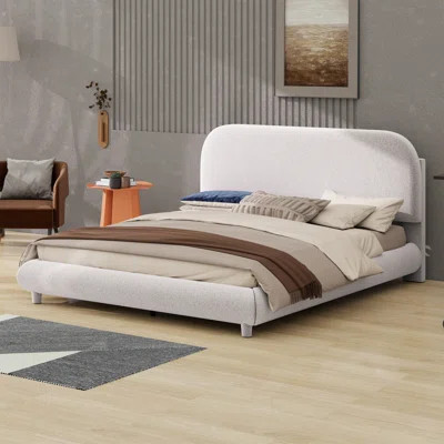 Upholstered Platform Bed With Stylish Curve-Shaped Design | Wayfair North America