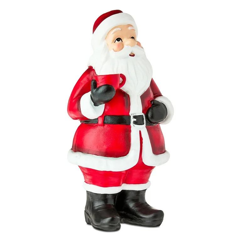 Santa with Mug Christmas Tabletop Decoration, Red and White, 8", by Holiday Time - Walmart.com | Walmart (US)