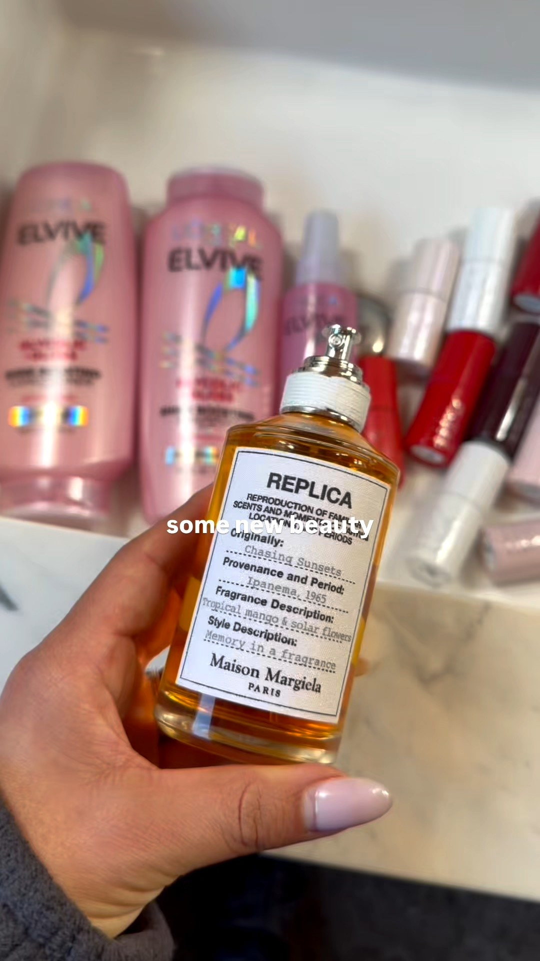 New BEAUTY:
Maison Margiela Impanema 1965, L’Oréal Elvive Gylcolic Gloss, Olive and June Gel Polishes