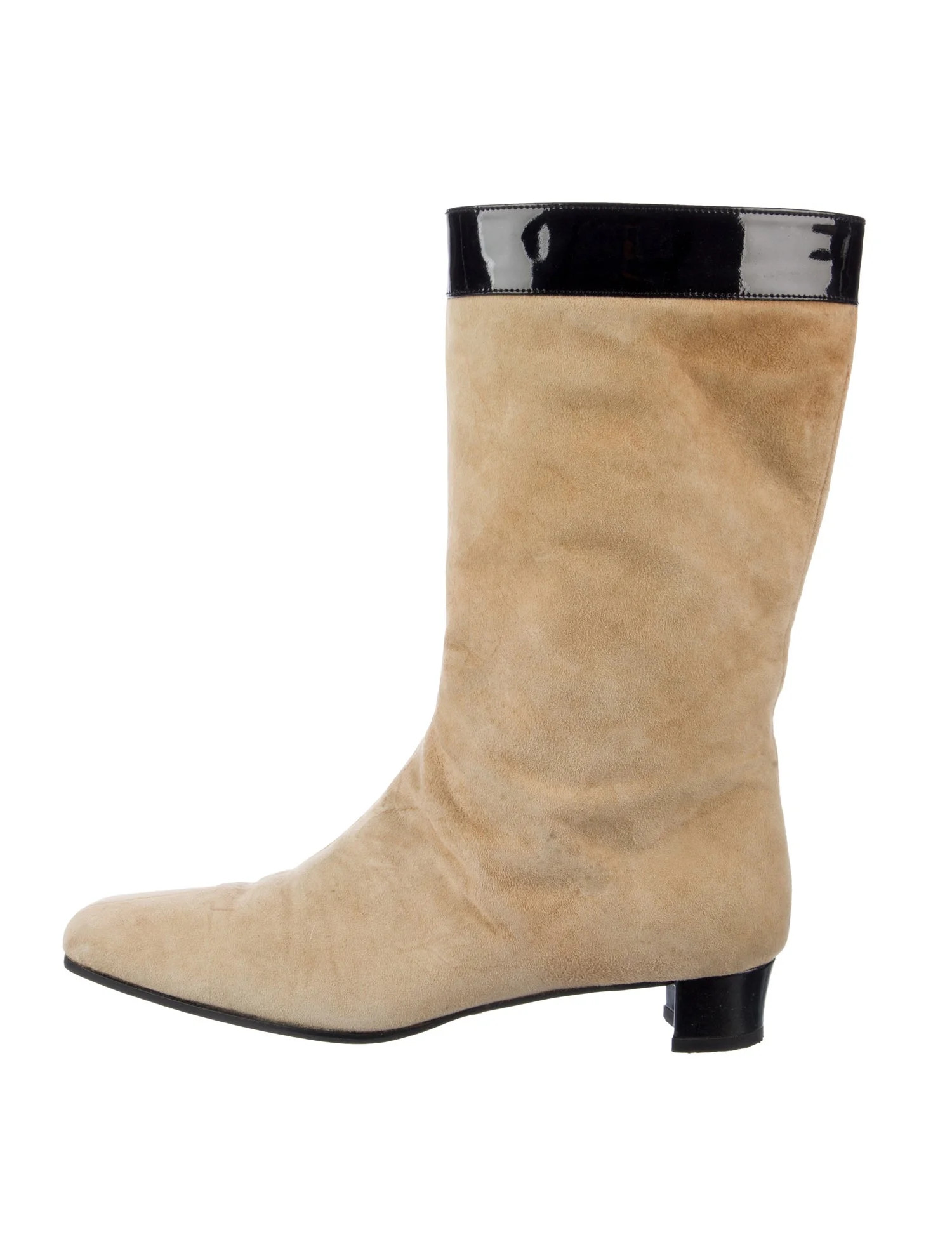 Suede Colorblock Pattern Boots | The RealReal