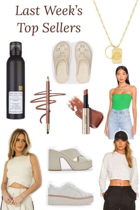 Last Week’s Top Sellers:
-
1. Dolce Vita Wonder Heels - on sale! 
2. Dolce Vita Tiger Sneakers
3. Gucci Clog Lookalikes 
4. Maiah Strapless Bodysuit 
5. Bohme Alani Knitted Vest (and Arianna Midi Skirt)
Code: KristinRose15
6. Superdown Sandra Crew Neck
7. Electric Picks Lila Necklace 
Code: WildOne20
8. Kristen Ess Beach Wave Spray
9. Iconic London Fuller Pout Lip Liner in T.T.Y.N.
10. Iconic London Melting Touch Lip Balm in “In The Nude”   

#LTKbeauty #LTKstyletip #LTKshoecrush