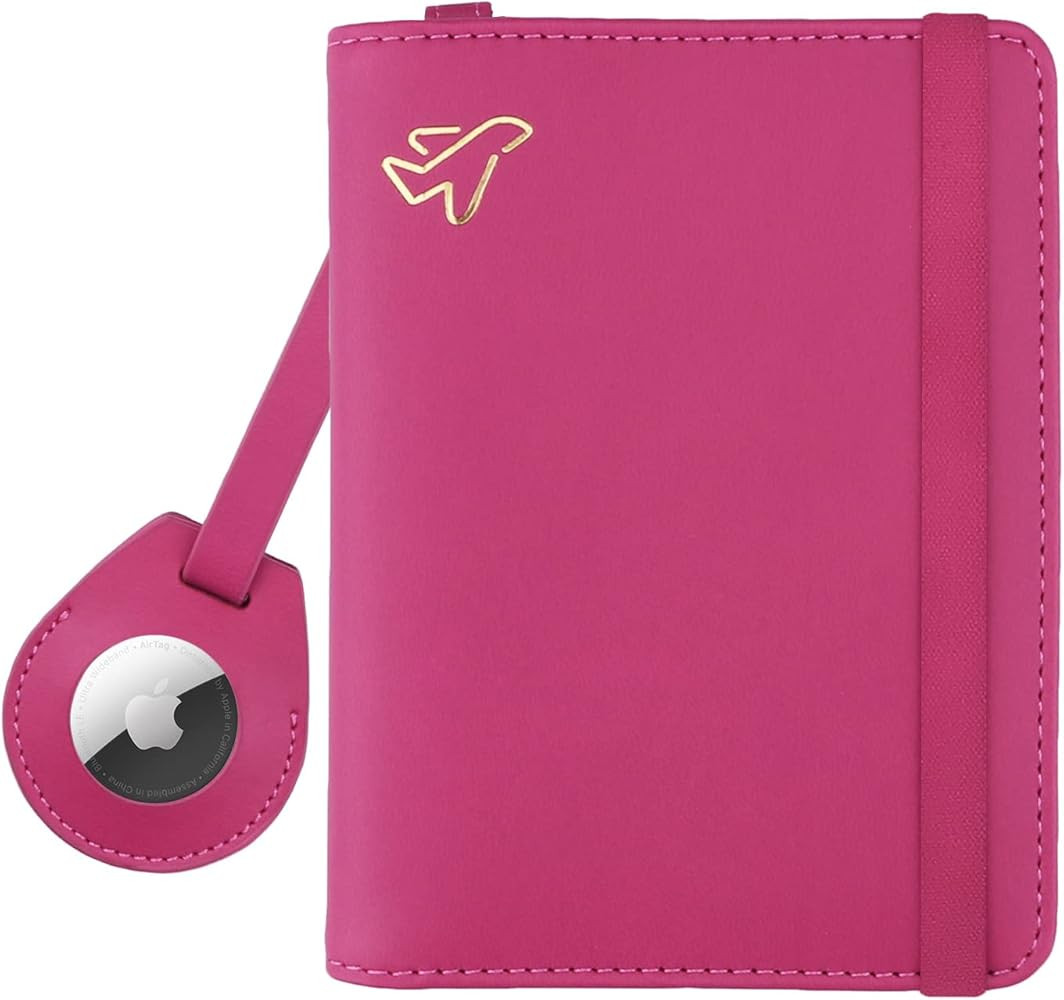 WALNEW AirTag Passport Holder, PU Leather Airtag Wallet RFID Blocking Passport Cover Travel Essen... | Amazon (US)