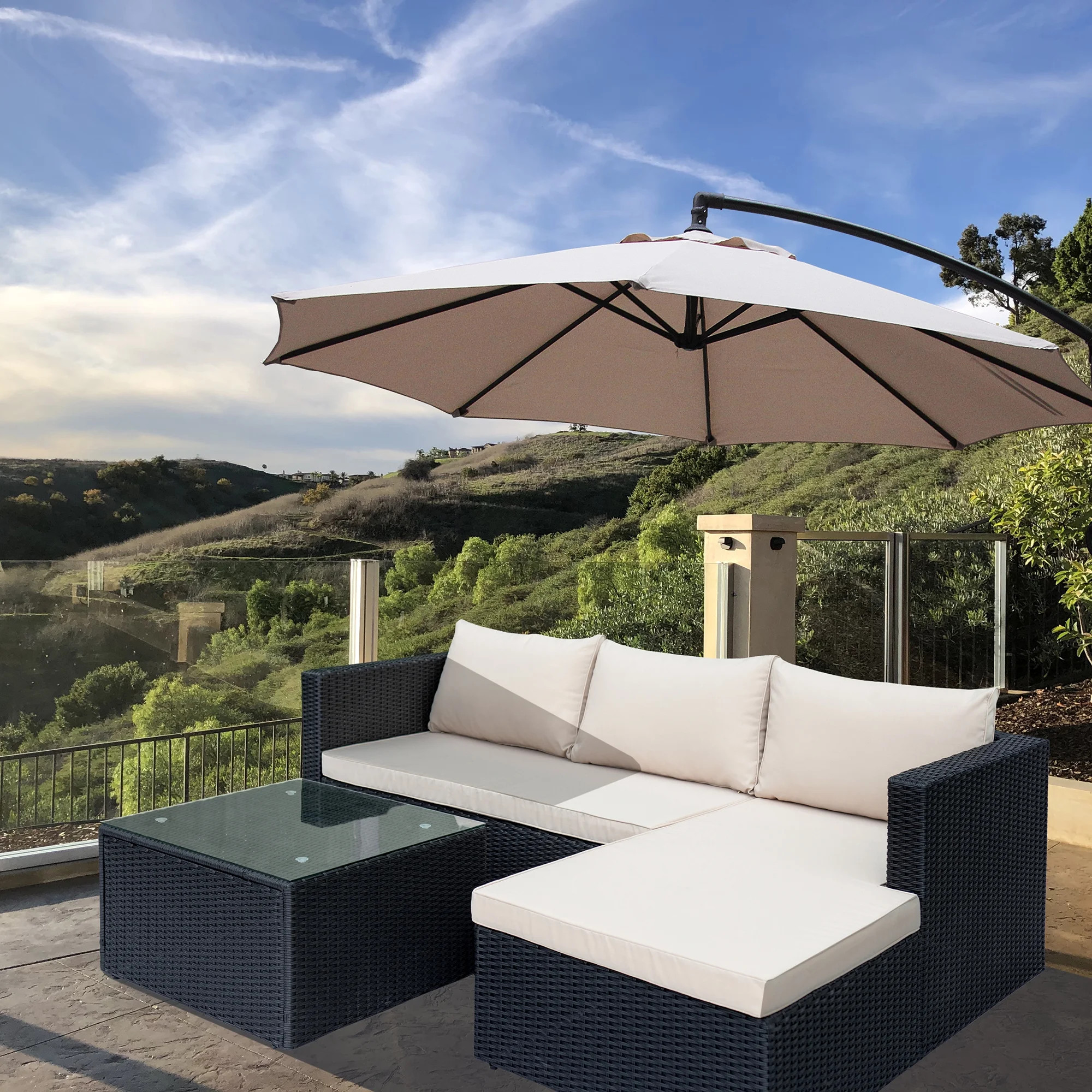 Abble 4 Piece Rattan Sectional Seating Group with Cushions | Walmart (US)