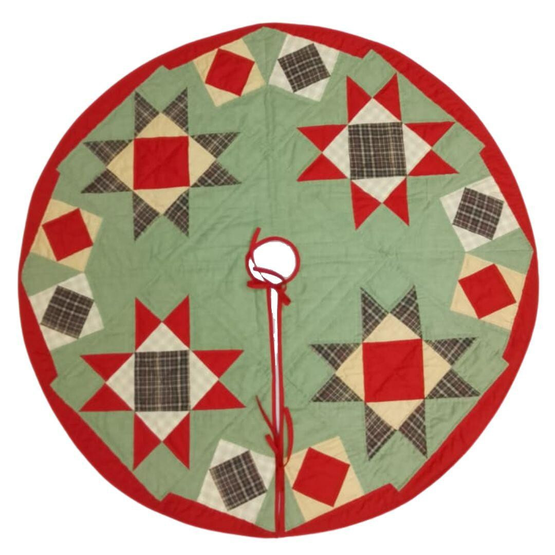 Christmas Tree Skirt Hand Made Patchwork Heavenly Star Calico Plaid Heirloom Quality Christmas Tr... | Etsy (US)