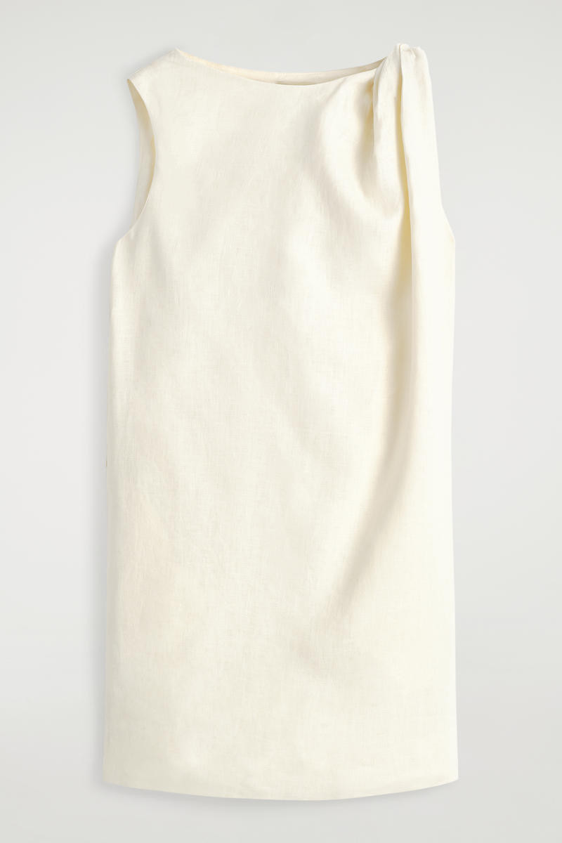 Twist-Detail Linen Mini Dress in Yellow | COS UK