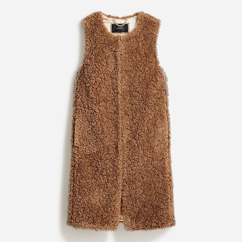 Long vest in recycled sherpa | J.Crew US