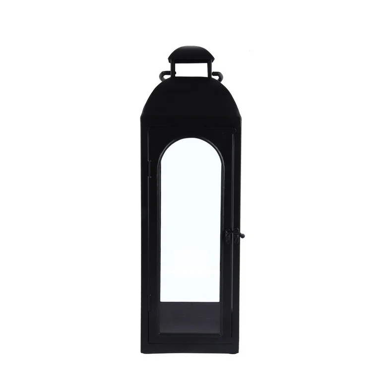Better Homes & Gardens 20" Decorative Black Metal Pillar Candle Holder Lantern, Large | Walmart (US)