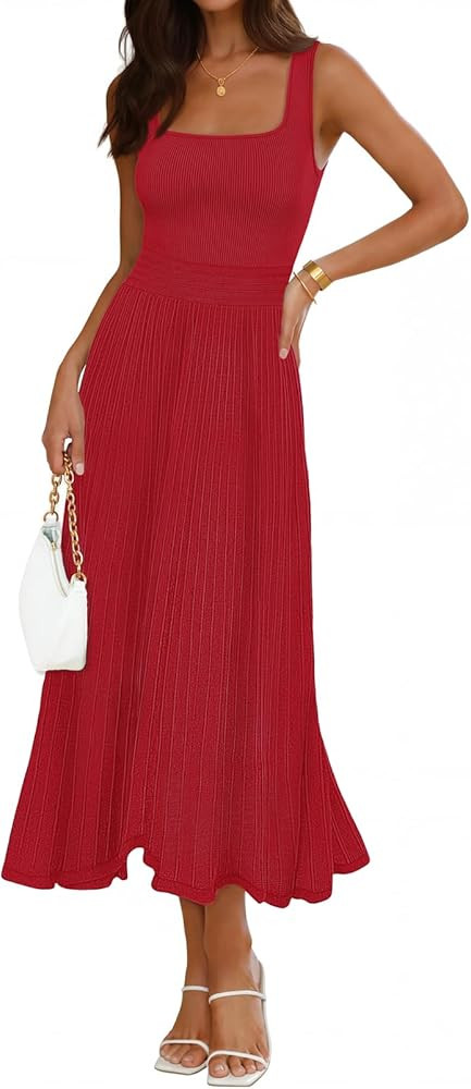 MEROKEETY Women's Summer Midi Dress 2026 Spring Sleeveless Pleated A Line Casual Business Work Co... | Amazon (US)