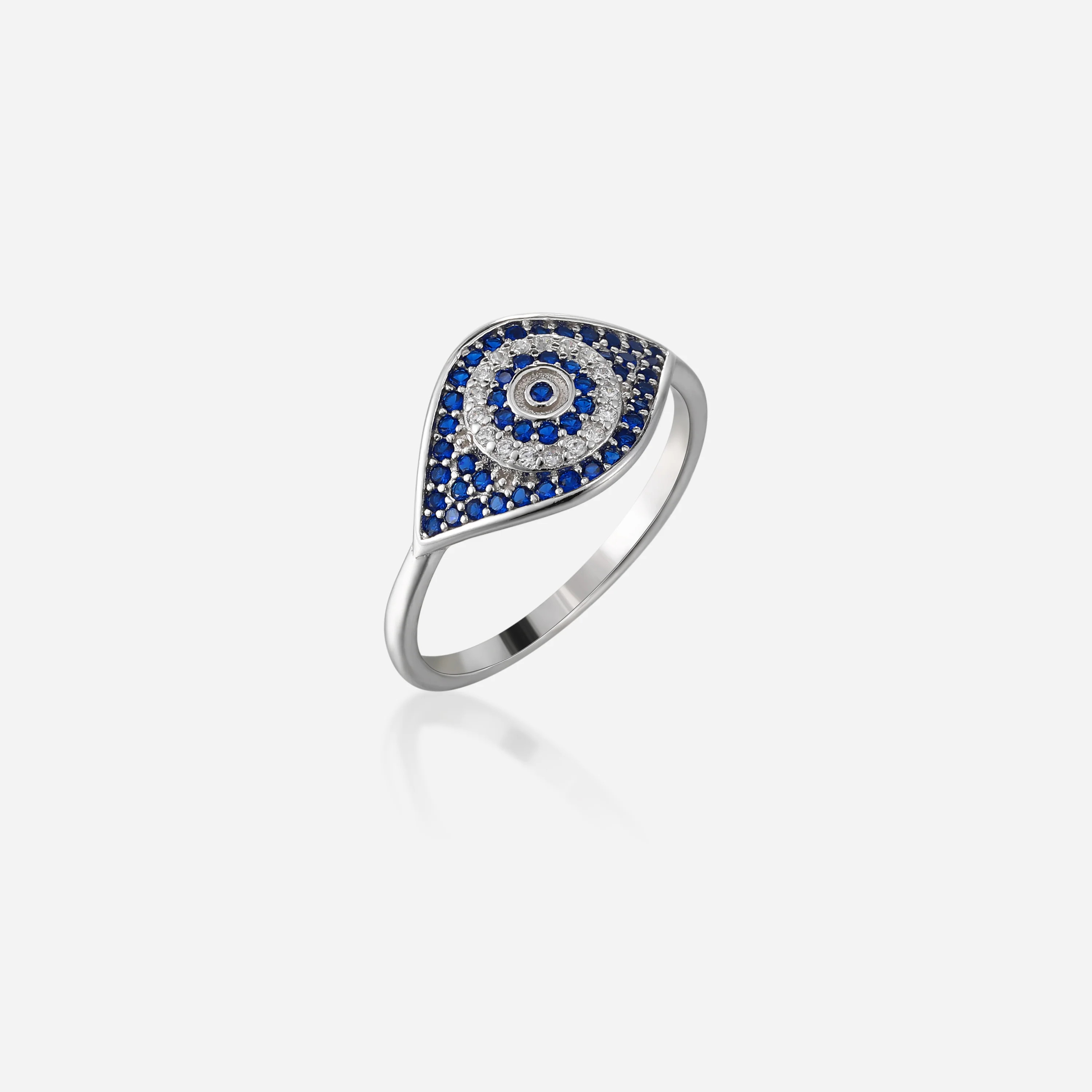 Navy Crystal Evil Eye Ring | Victoria Emerson