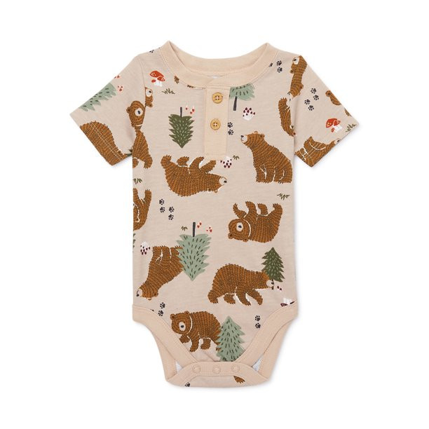 Garanimals Baby Boy Short Sleeve Henley Bodysuit, Sizes 0-24 Months | Walmart (US)