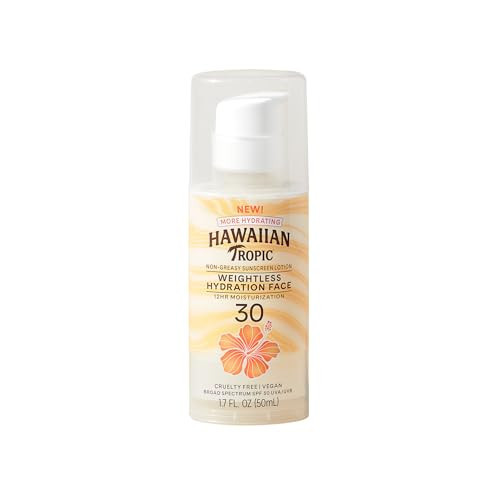 Hawaiian Tropic Weightless Hydration Lotion Sunscreen for Face SPF 30, 1.7oz | Travel Size Sunscreen Lotion, Beach Essentials, Sun Protection, Travel Sunblock Face, Summer Essentials, 1.7 fl oz | Amazon (US)