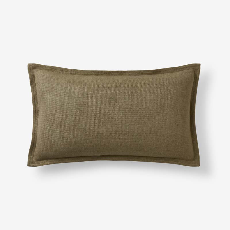 Linen Decorative Lumbar Pillow Cover - Olive Green, 12 in. x 21 in., Size Lumbar12 x 21 | The Company Store | The Company Store