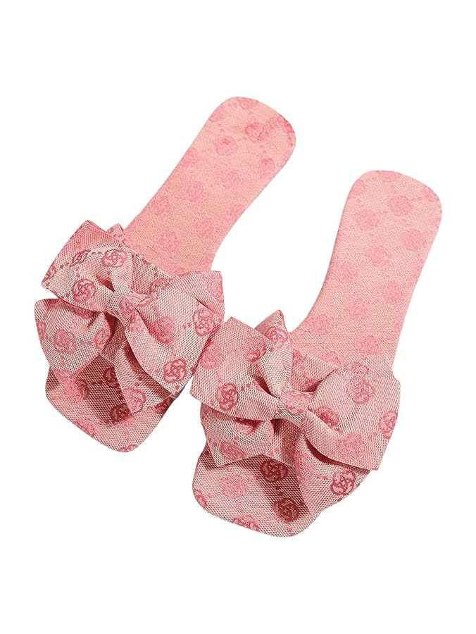 GORGLITTER Women's Bow Cute Trendy Sandals 2025 Graphic Print Dressy Open Square Toe Summer Slide... | Amazon (US)