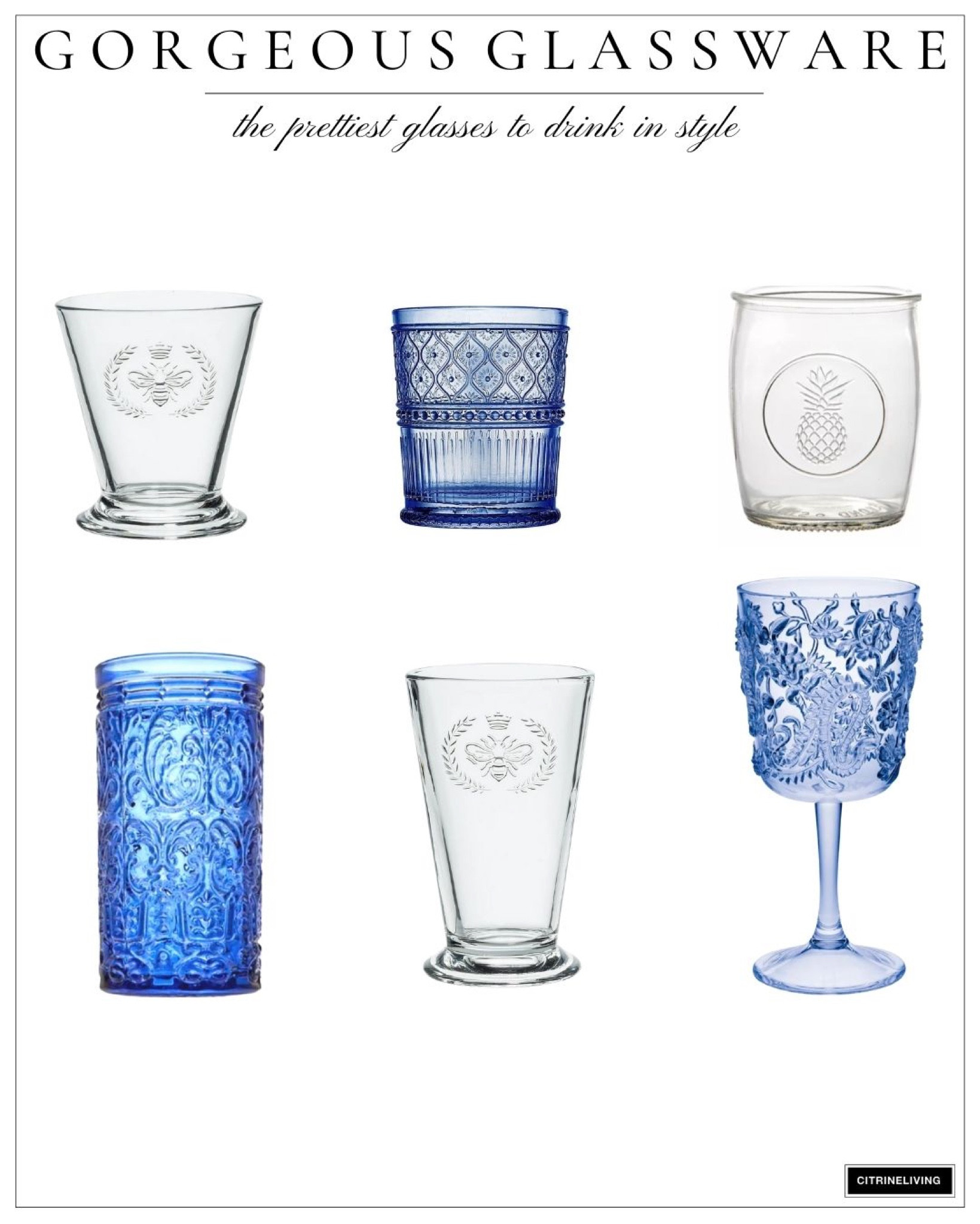 Pretty glassware to serve drinks in style! Vintage inspired drinking glasses, blue drinking glasses

#LTKFind #LTKhome #LTKstyletip