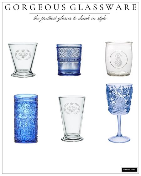 Pretty glassware to serve drinks in style! Vintage inspired drinking glasses, blue drinking glasses

#LTKFind #LTKhome #LTKstyletip