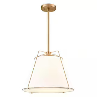 Light Society Lise 15 in. 1-Light Brushed Brass Chandelier with Fabric Shade LS-C554-AB - The Hom... | The Home Depot