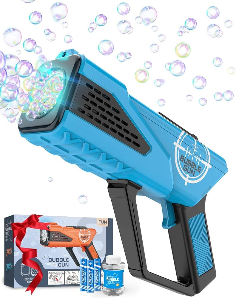 Boerfmo Bubble Gun - Bubble Machine for Kids - Bubbles Blaster with 8-Hole Wands & LED Light, Inc... | Amazon (US)