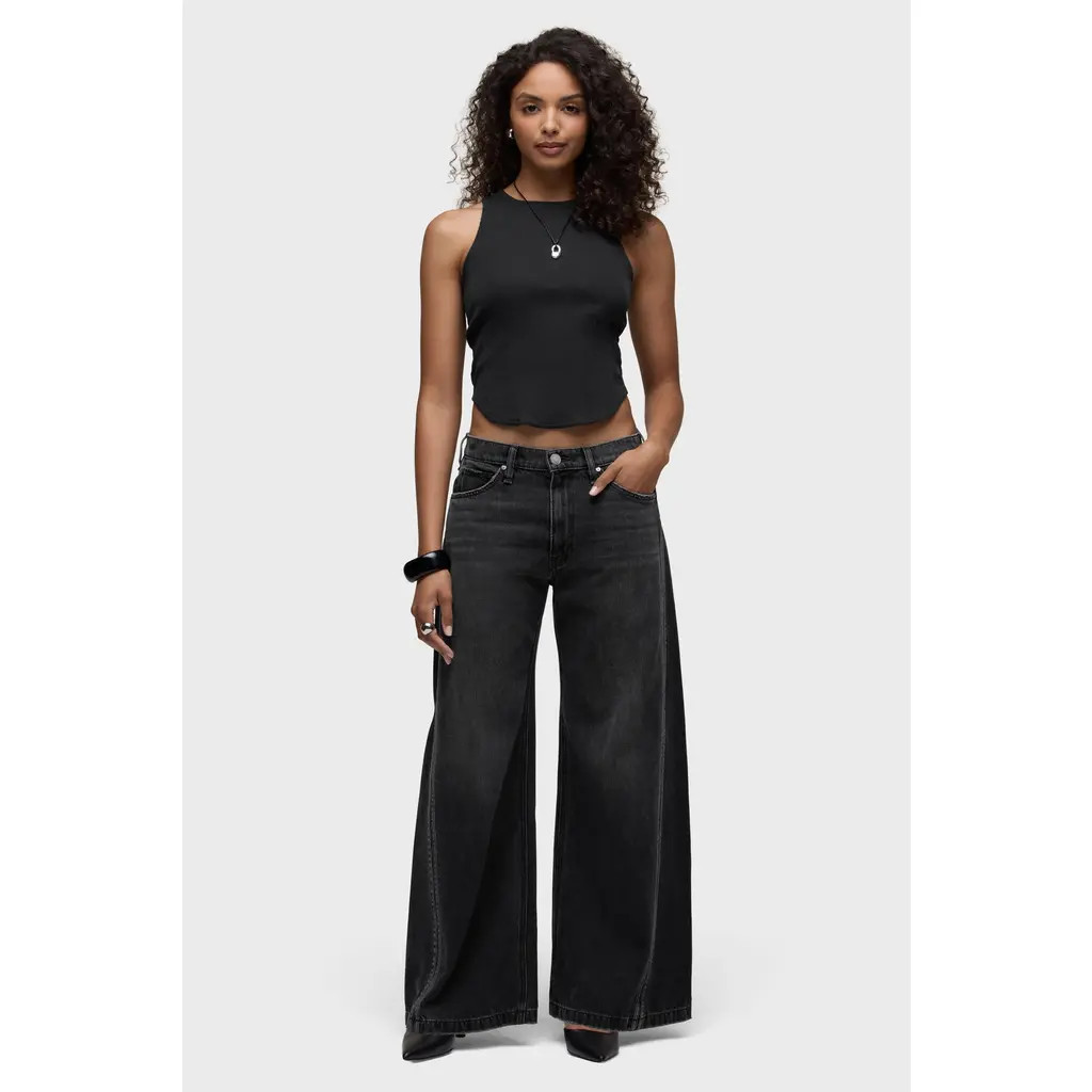 Hudson Jeans Jodie Loose Fit Track Wide Leg in Black Track at Nordstrom, Size 30 X 32 | Nordstrom