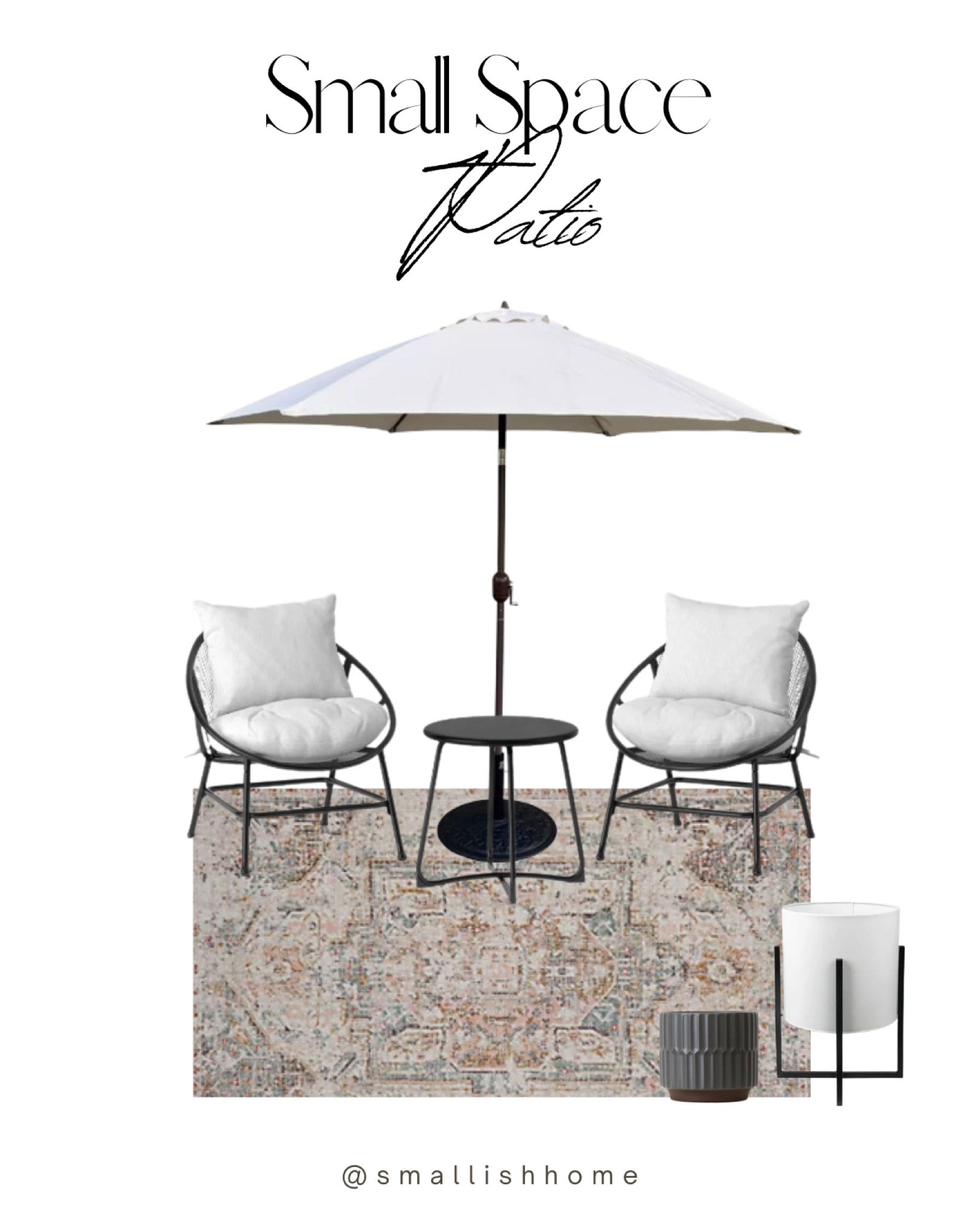 Small space patio idea! Even if your outdoor space is teeny tiny you can still make it a cozy retreat this spring and summer with a space conscious set of conversation chairs and an outdoor rug  

#LTKSeasonal #LTKhome
