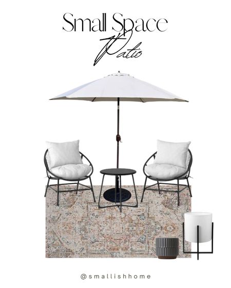 Small space patio idea! Even if your outdoor space is teeny tiny you can still make it a cozy retreat this spring and summer with a space conscious set of conversation chairs and an outdoor rug  

#LTKSeasonal #LTKhome