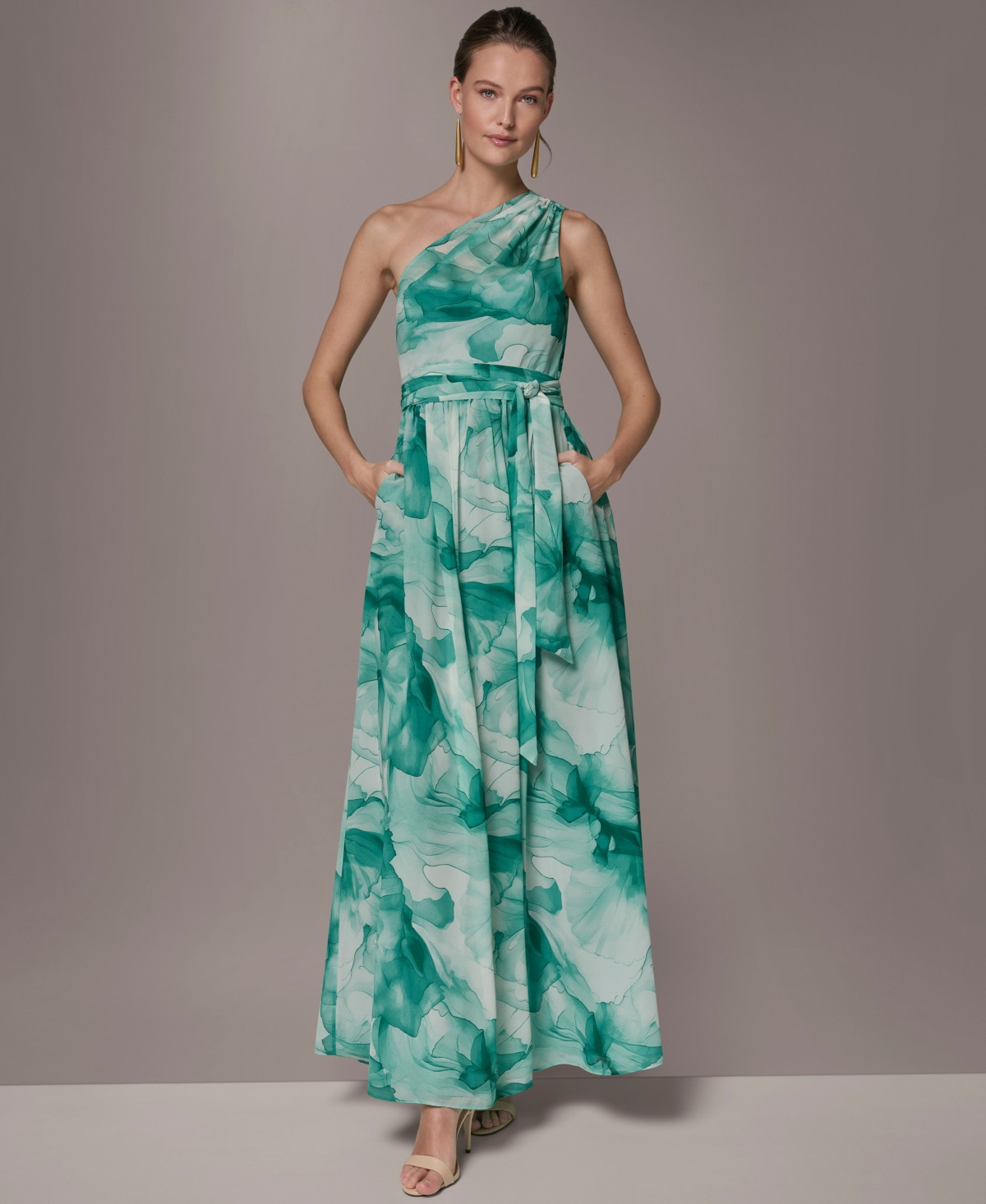 Donna Karan New York Women's Chiffon Ball Gown - LAWN MULTI | Macy's