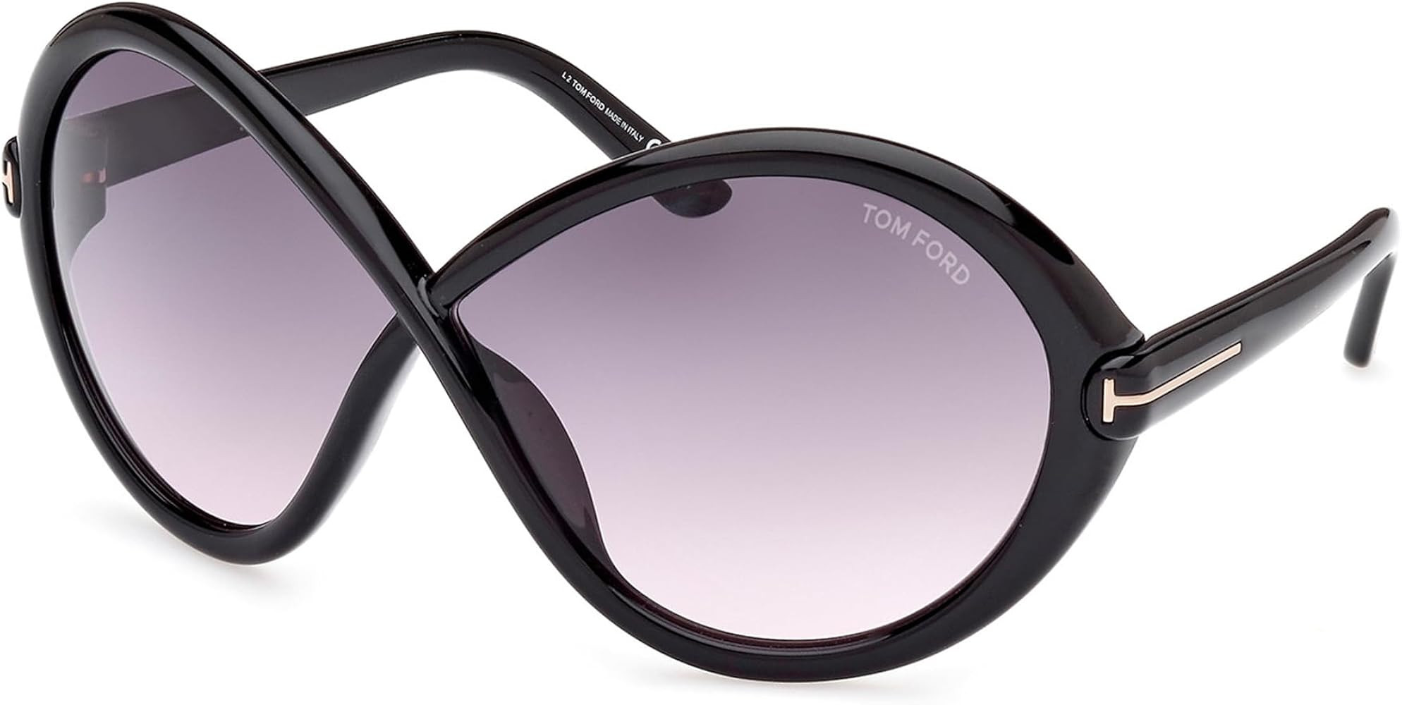 Tom Ford Sunglasses FT 1070 Jada 01B Shiny Black, t Logo/Gradient Smoke To P | Amazon (US)
