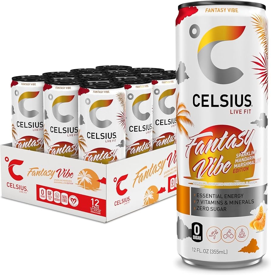CELSIUS FANTASY VIBE Sparkling Mandarin Marshmallow, Sugar Free Energy Drink, 12 Fl Oz (Pack of 1... | Amazon (US)