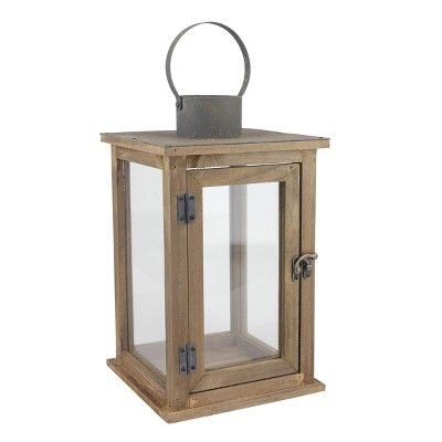12.9" Stonebriar Rustic Wooden Candle Holder Lantern - CKK Home Decor | Target
