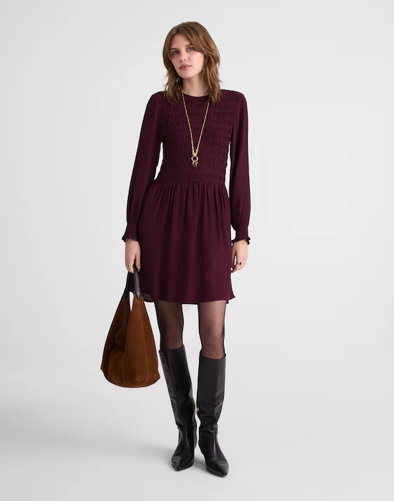 Long-Sleeve Smocked Mini Dress | Madewell