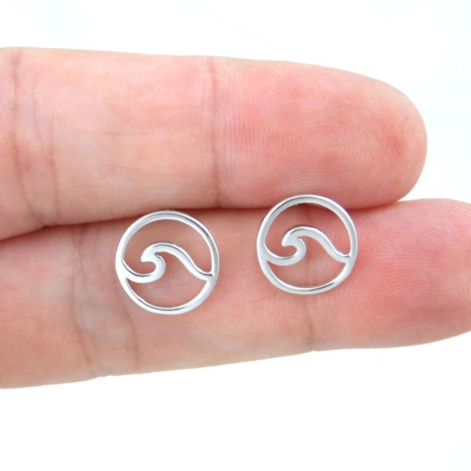 Wave Earrings in Sterling Silver,  Wave Earrings, Surfer Studs, Sterling Silver Wave Earrings, Ou... | Etsy (US)