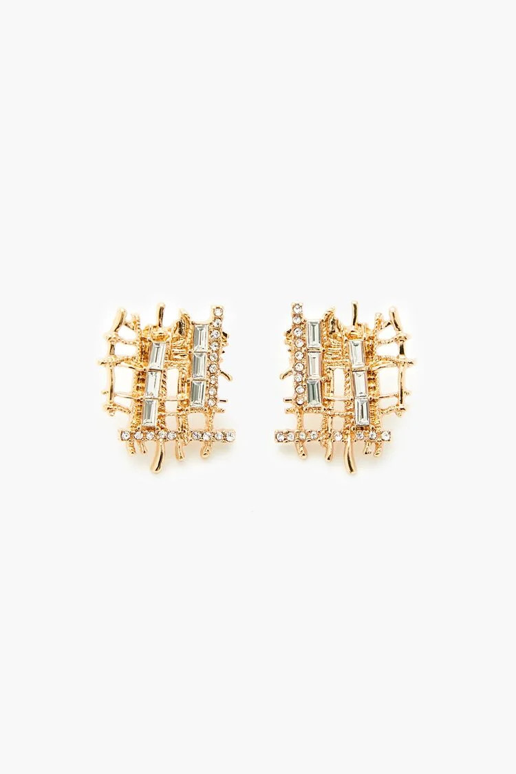 Rhinestone Crosshatch Stud Earrings | Forever 21