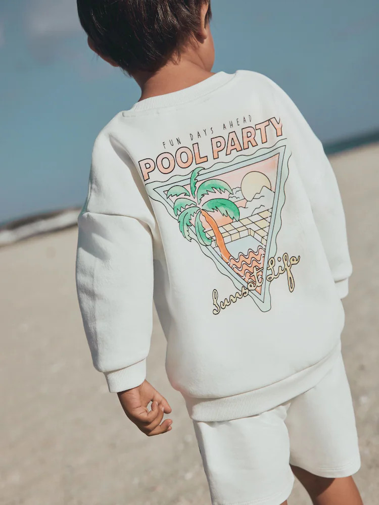 Ecru/White Crew Neck Sweatshirt and Shorts Set (3mths-7yrs) (3mths-7yrs) | Next US