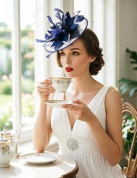 ORIDOOR Women Fascinators Derby Church Tea Party Wedding Flower Feathers Headpiece with Headband ... | Amazon (US)