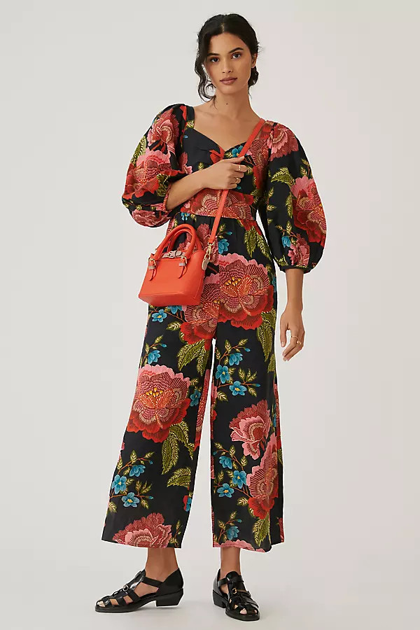 Farm Rio Printed Linen Jumpsuit By Farm Rio in Assorted Size S | Anthropologie (US)